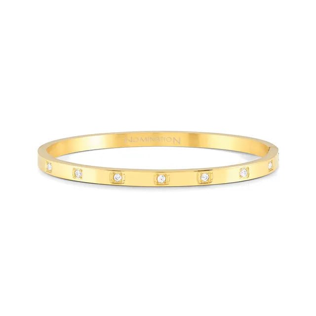 Nomination Pretty Bangles Yellow PVD bracelet with single-set Cubic Zirconia.