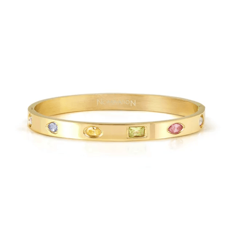 Nomination Pretty Bangles yellow PVD bracelet with multi-colour cubic zirconia stones