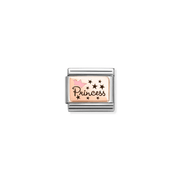 Front view of Nomination Princess charm with pink crown and stars