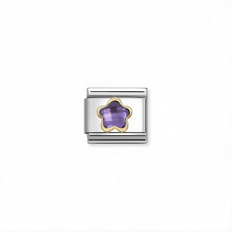 Nomination Classic purple flower link with 18k gold detail for Nomination Composable Classic bracelets
