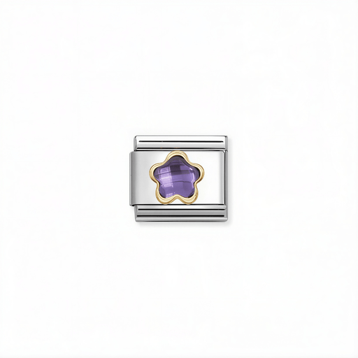 Nomination Classic purple flower link with 18k gold detail for Nomination Composable Classic bracelets