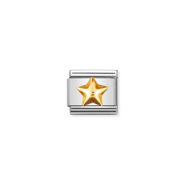 Nomination Composable Classic Link with raised yellow-gold star on stainless-steel base