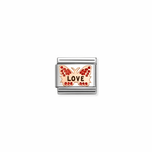 Nomination Classic red butterfly love link in 9k rose gold for Nomination Composable Classic bracelets