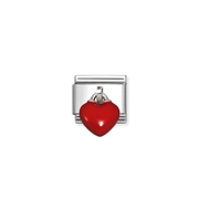 Nomination Red Heart 3D Pendant Classic Composable Link featuring a glossy red enamel heart hanging from a polished silver-tone fitting.