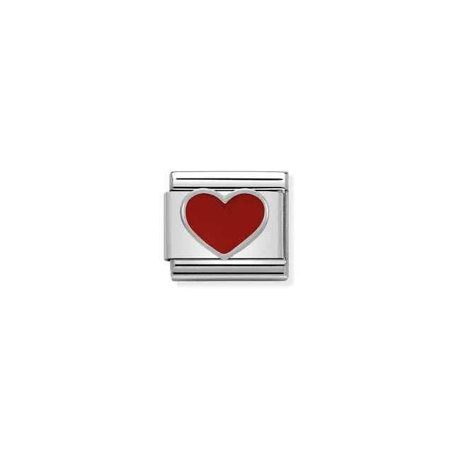 Nomination Classic Link charm with red heart in sterling silver and enamel on stainless steel