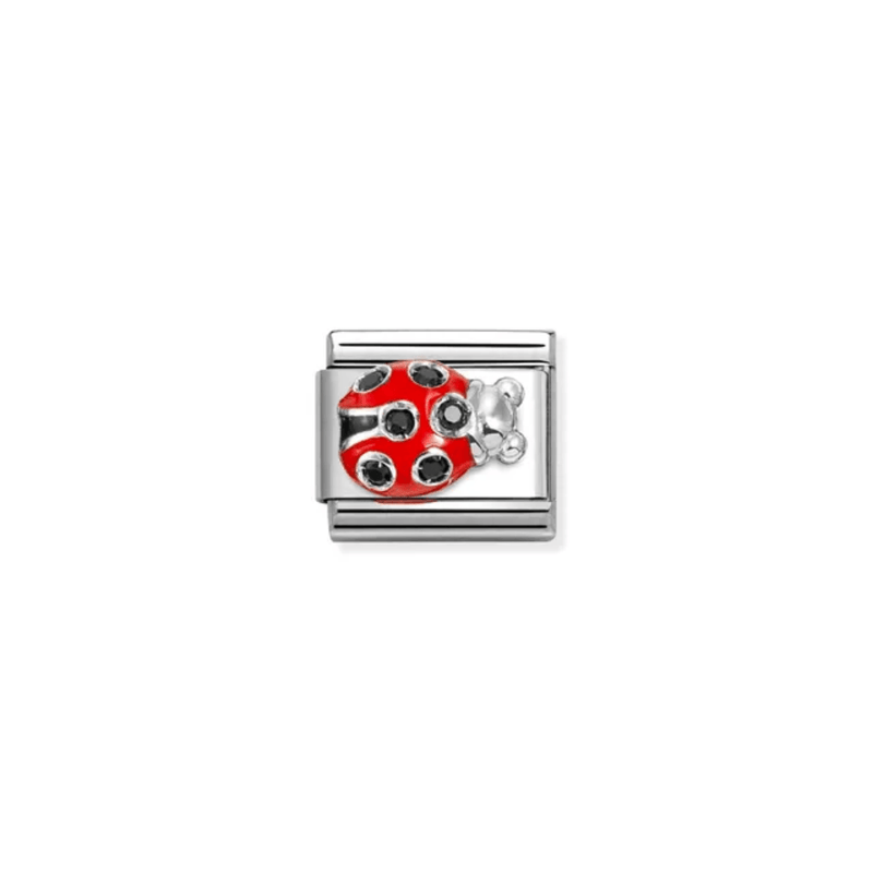 Nomination Composable red ladybird charm with black cubic zirconia