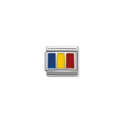 Close-up of Nomination Romanian Flag Classic Link charm in enamel and silver