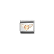 Nomination rose gold flying heart Classic Link charm with white enamel wings