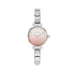 Nomination Time round watch with fade pastel pink sunray dial, gold details and stainless steel Composable strap, front view.
