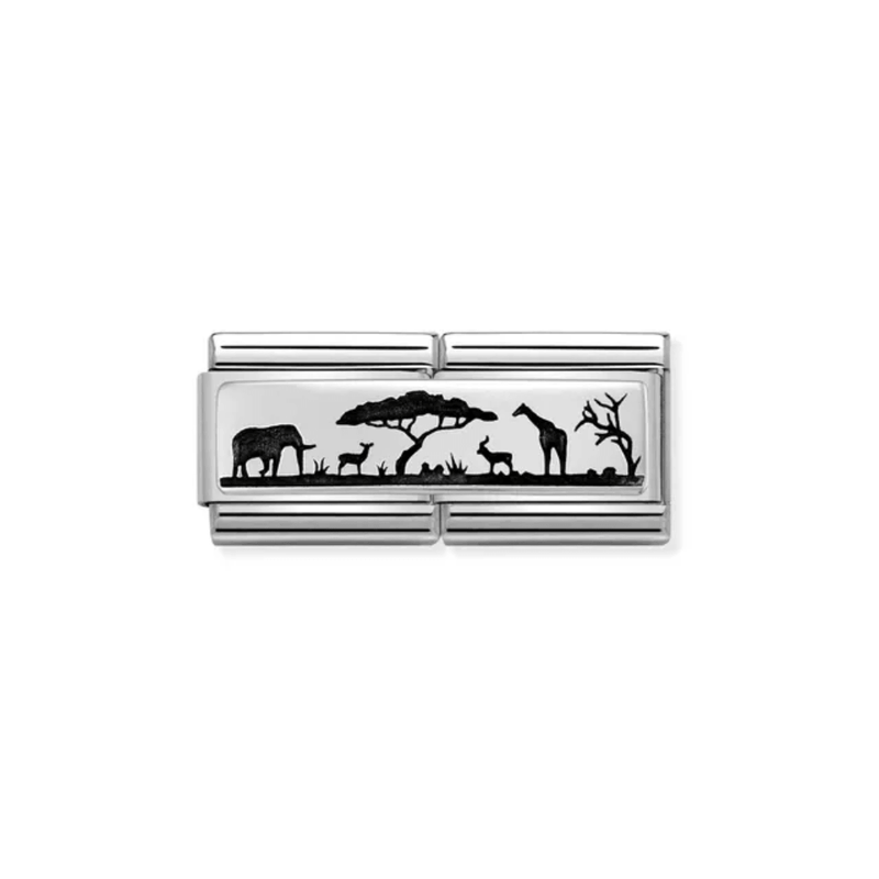 Nomination Composable Savanna Double Link in oxidised sterling silver