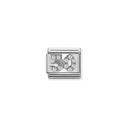 Nomination Number 50 Classic Composable Link featuring raised sterling silver numerals decorated with sparkling white cubic zirconia.