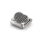 Angled close-up of Nomination Silver Ballpoint Heart Charm showing its raised silver beadwork and dark oxidised finish.