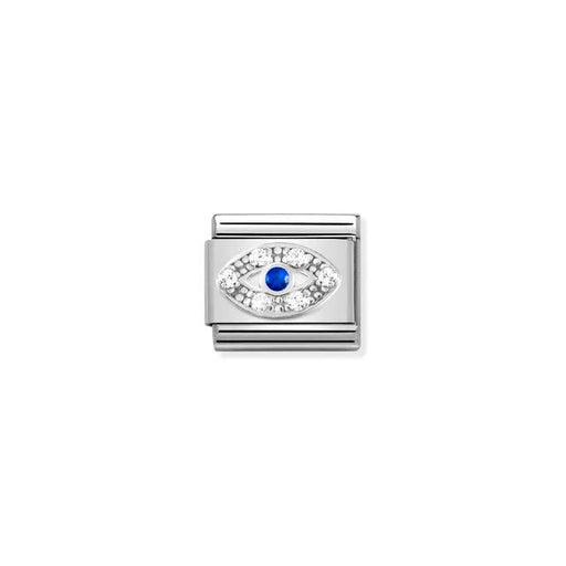 Nomination Silver Greek Eye CZ Classic Link with blue and white cubic zirconia