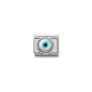 Nomination Silver Greek Eye Classic Link with blue centre and sterling silver detail