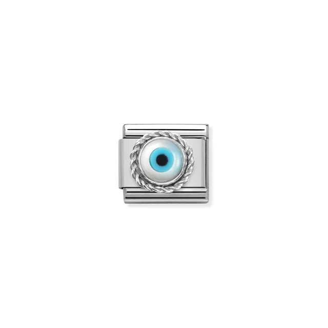 Nomination Silver Greek Eye Classic Link with blue centre and sterling silver detail