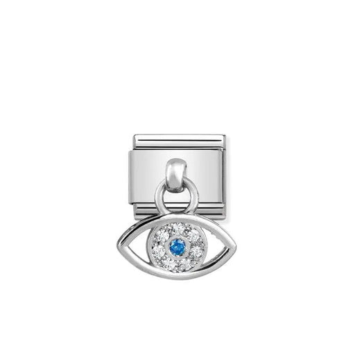Nomination silver Greek Eye pendant Classic Link with white cubic zirconia