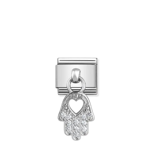 Nomination silver Hand of Fatima pendant Classic Link with white cubic zirconia