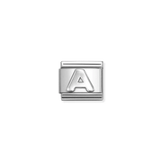 Nomination Letter A Classic Composable Link featuring a raised oxidised sterling silver initial on stainless steel.