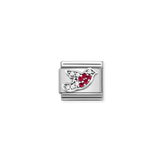 Nomination Composable silver robin charm with red cubic zirconia