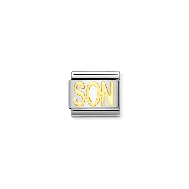 Nomination Classic Link charm with “SON” in bonded yellow gold on stainless steel