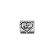 Nomination Classic link charm with sterling silver Soul Sister heart on stainless steel