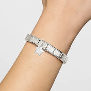 Nomination Bracelet showing Classic Composable star dangle charm link in stainless steel with silver finish