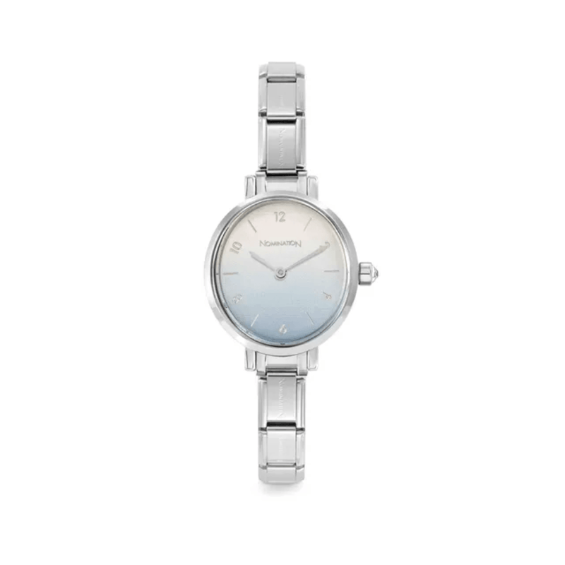 Nomination Time Oval stainless steel watch with pastel blue fade dial