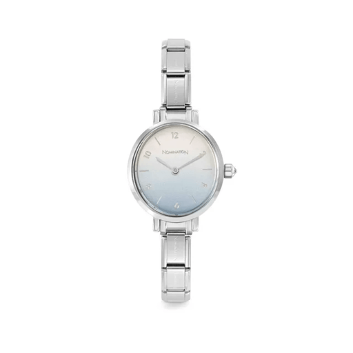 Nomination Time Oval stainless steel watch with pastel blue fade dial