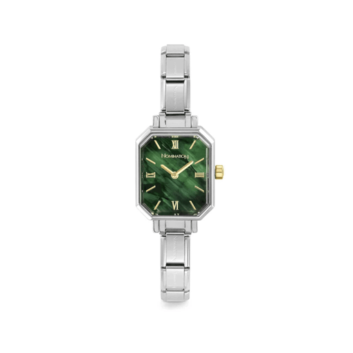 Nomination Time Paris Watch with green malachite-inspired dial, gold Roman numerals and stainless steel Composable bracelet