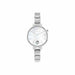 Nomination Time watch in stainless steel with white mother-of-pearl dial and CZ at 6 o’clock, round case, front view.