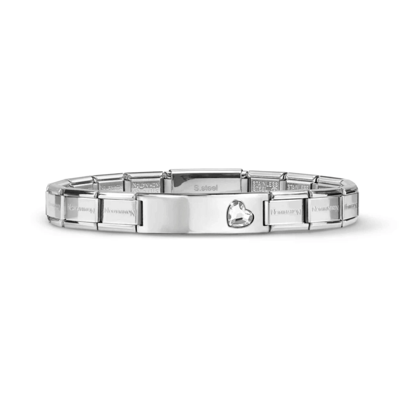 Nomination Trendsetter stainless steel bracelet with white heart-shaped Cubic Zirconia