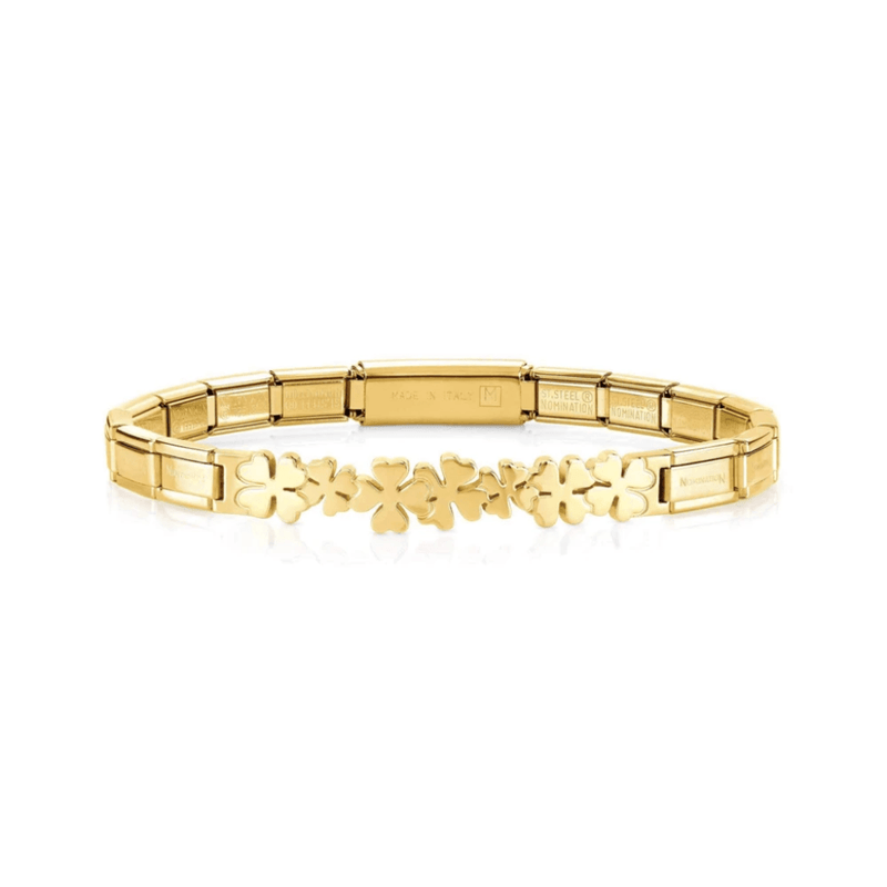 Nomination Trendsetter Four-Leaf Clover bracelet in gold-tone PVD stainless steel