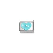 Nomination Classic Link charm with turquoise heart in synthetic stone on stainless steel, for a Nomination Bracelet