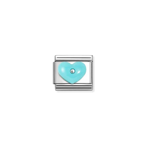 Nomination Classic Link charm with turquoise heart in synthetic stone on stainless steel, for a Nomination Bracelet