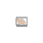 Nomination Turtle with Glitter Classic Link in rose gold, front view
