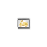 Nomination Vespa scooter Classic Link charm in stainless steel with bonded yellow-gold motif