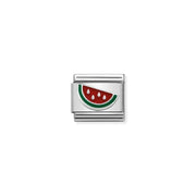Nomination Classic Link charm with watermelon slice in sterling silver and red-green enamel on stainless steel