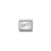 Nomination White Comet Classic Composable Link featuring a sterling silver shooting star with sparkling white cubic zirconia on stainless steel.