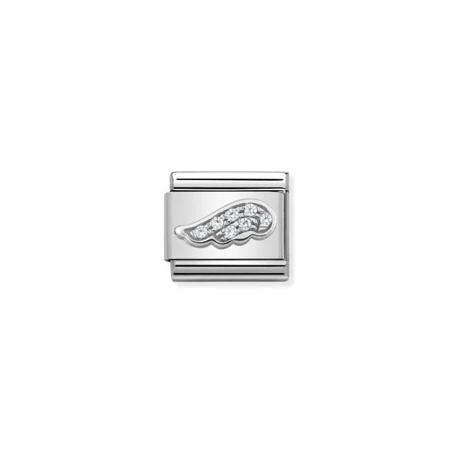 Nomination White CZ Wing Classic Link with sterling silver and cubic zirconia