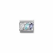 Nomination Classic trilogy link in silver with white light blue and blue cubic zirconia for Nomination Composable Classic bracelets