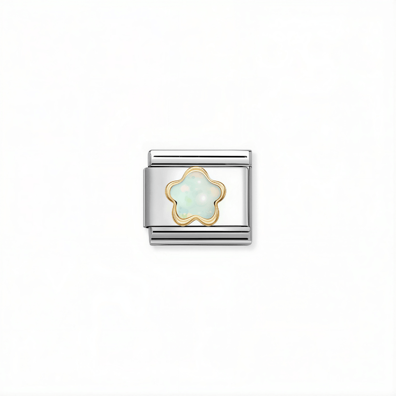 Nomination Classic white opal flower link with 18k gold detail for Nomination Composable Classic bracelets