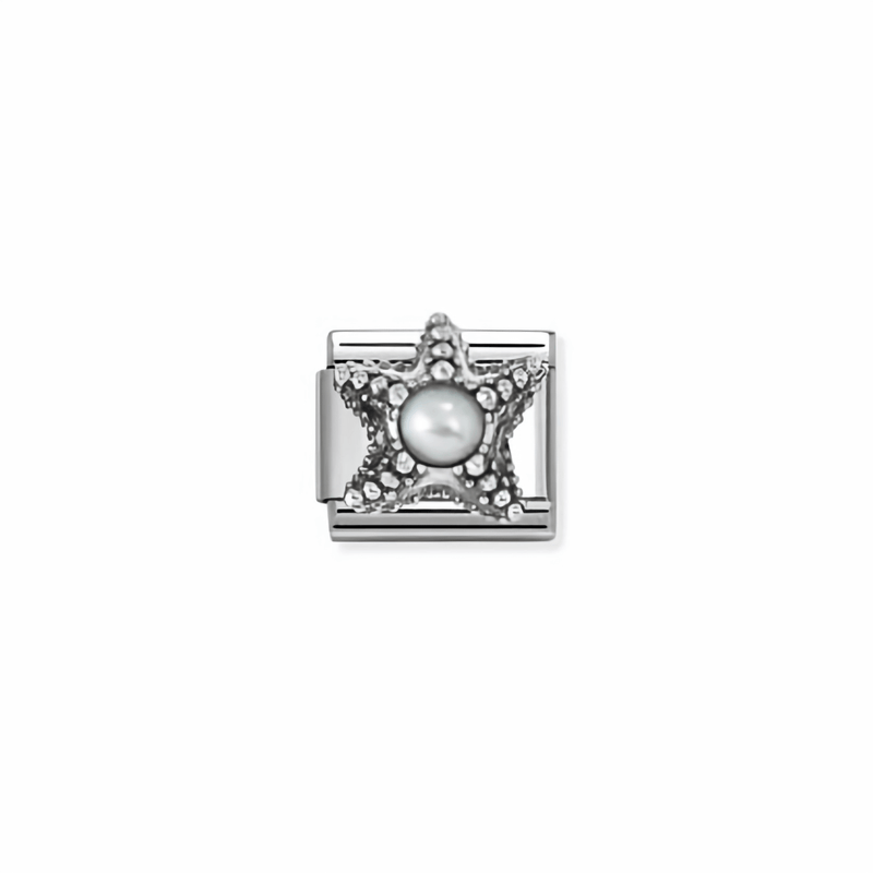 Nomination Classic white pearl starfish link in silver for Nomination Composable Classic bracelets