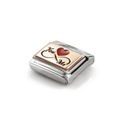 Nomination rose gold YOU ME Infinity Classic Link with red enamel heart, angled view