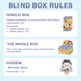 Nommi About the Childhood blind box rules showing regular and hidden figure ratios
