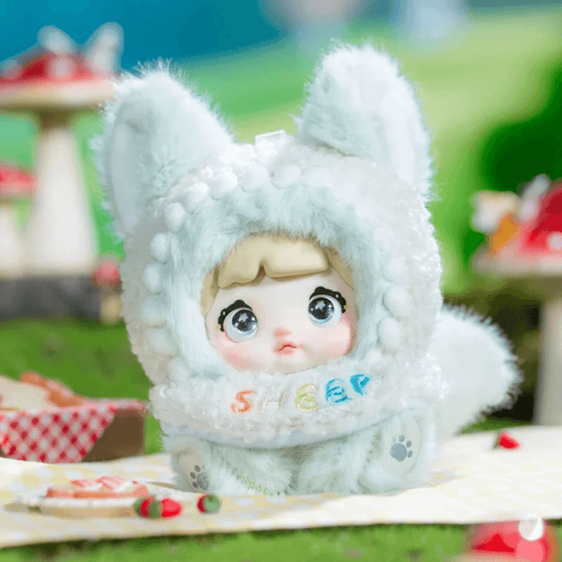 Fluffy Little Lamb Nommi Fairytale Town plush in a soft pale animal costume