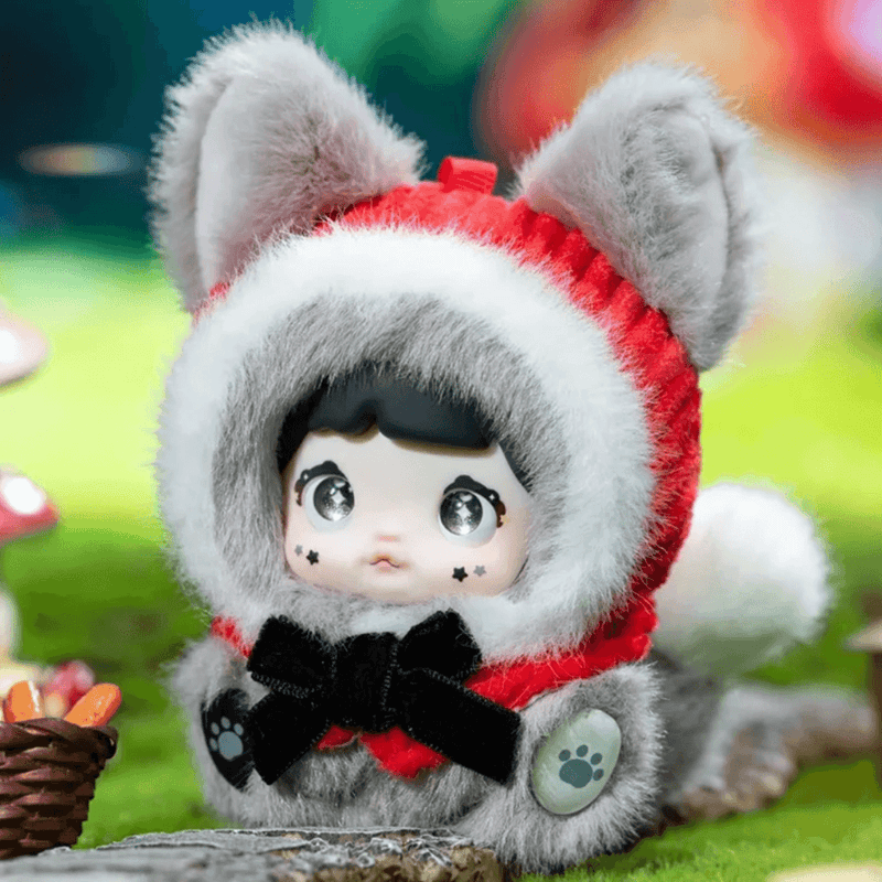 Little Red Wolf Nommi Fairytale Town plush in a grey and red wolf costume