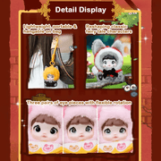Nommi Fairytale Town plush detail showing rotating eye pieces and hanging bag attachment