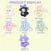 Illustration showing six regular Nommi Fantasy World plush designs plus hidden Starflare.
