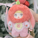 Apple Nommi – rosy‑red bunny hood with apple stem, pink paws and embroidered heart‑core.
