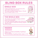 “Blind‑box rules card showing 1/6 regular, 1/72 hidden Lucky Cat odds for Nommi Loveliness series”
